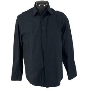 Calvin Klein Men Black Plaid Slim FitButton Down Long‎ Sleeve Shirt NECK SIZE 16